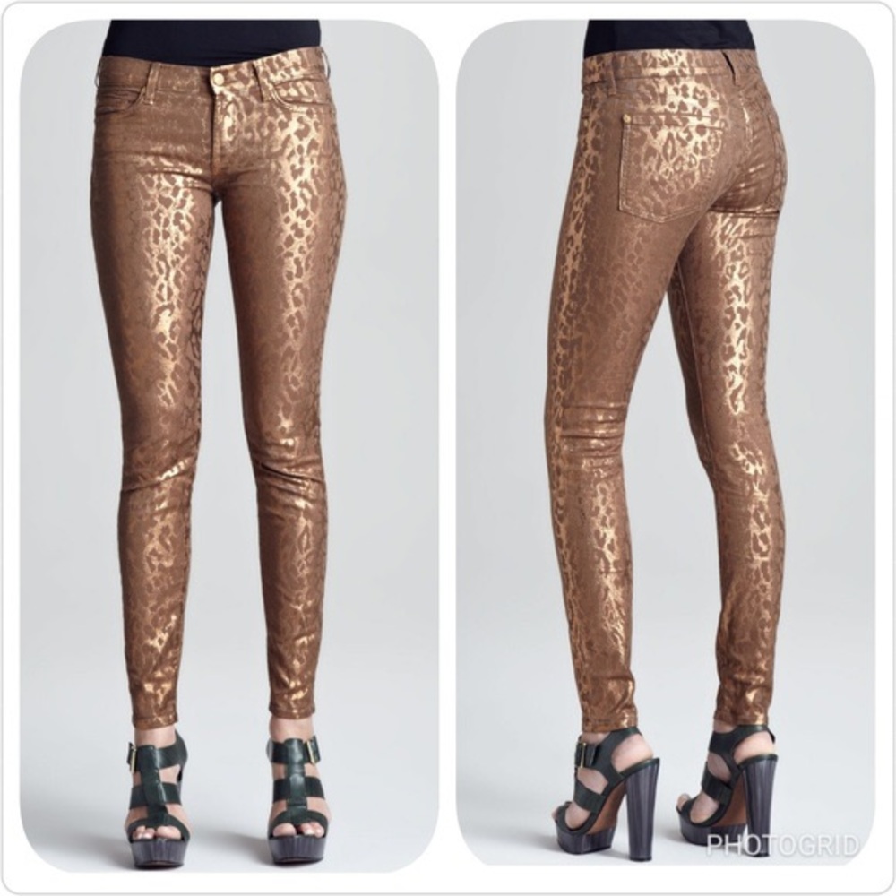 7 for All Mankind Copper Cheetah Skinny Jeans 24